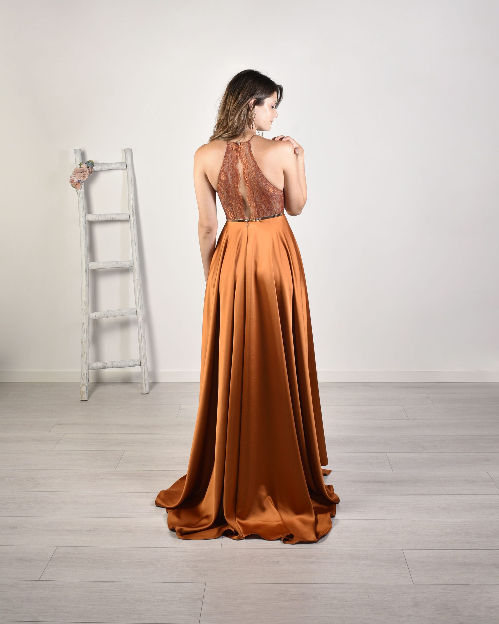 Vestido largo fiesta mujer ocre Talla L Color OCRE